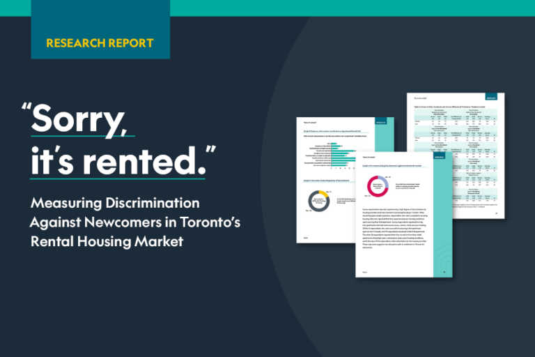 New research report: Sorry it's rented: Measuring discrimination against newcomers in Toronto's rental housing market.